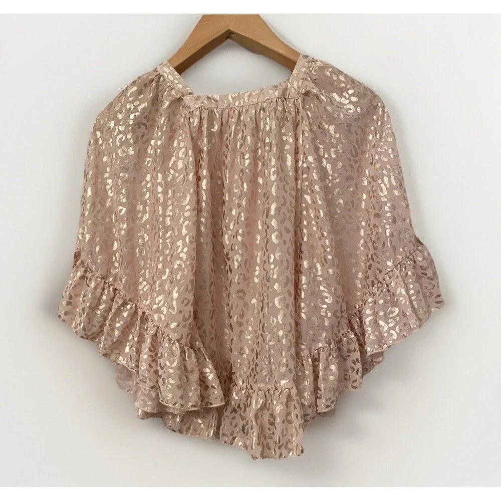 Kate Mack bathing suit cover up Lightweight Pink & Rose Gold Kaftan girls NWT 10